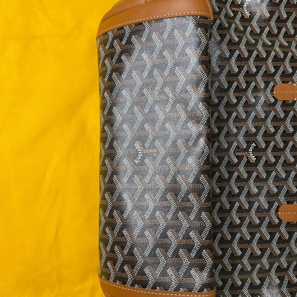 Goyard Artois PM Small Black/Tan Leather Canvas Zipped & Structured Tote - Picture 4 of 13